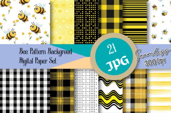 Bee Pattern Background Digital Paper Set