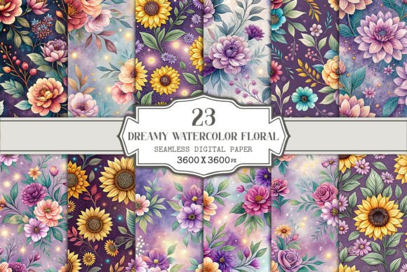 Dreamy Watercolor Floral Seamless Paper