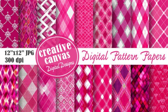 Elevate Your Brand Aesthetic with the Hot Pink Argyle Seamless Pattern Bundle
