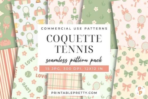 Elevate Your Designs with Coquette Tennis Seamless Digital Paper