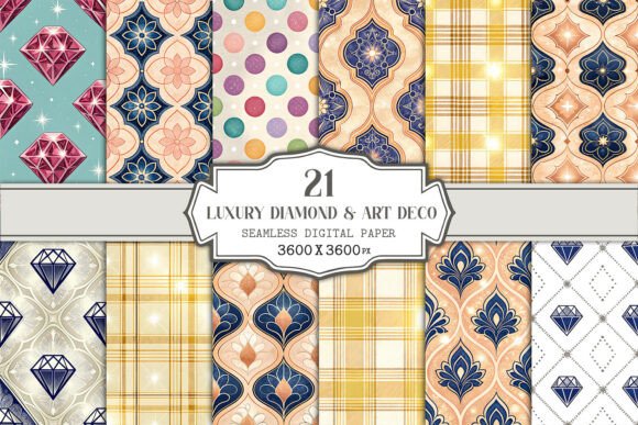 Elevate Your Designs with Luxury Diamond Art Deco Seamless Patterns