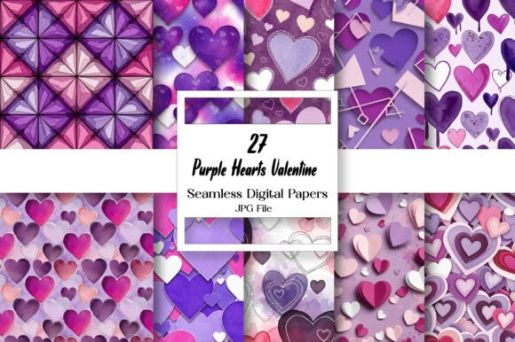 Elevate Your Valentine's Day Projects with Purple Hearts Digital Paper