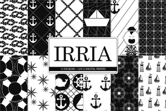 Modern Black White Nautical Digital Papers