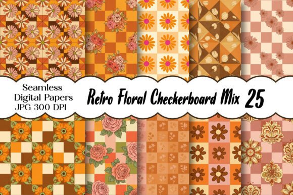 Retro Floral Checkerboard Mix
