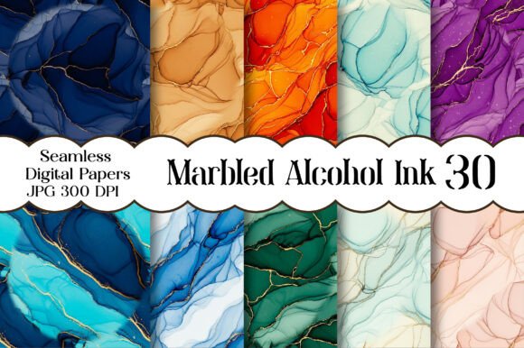 Transform Your Designs with the Marbled Alcohol Ink Digital Paper Pack