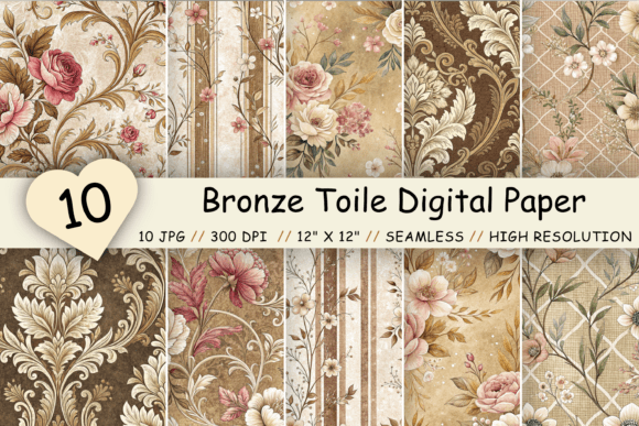 Unlock Vintage Charm with Bronze Toile Papers
