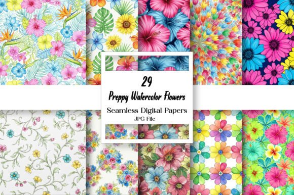 Unlocking Creative Potential with Preppy Watercolor Flowers Digital Paper
