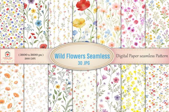 Wild Flowers Seamless Digital Paper Bundle